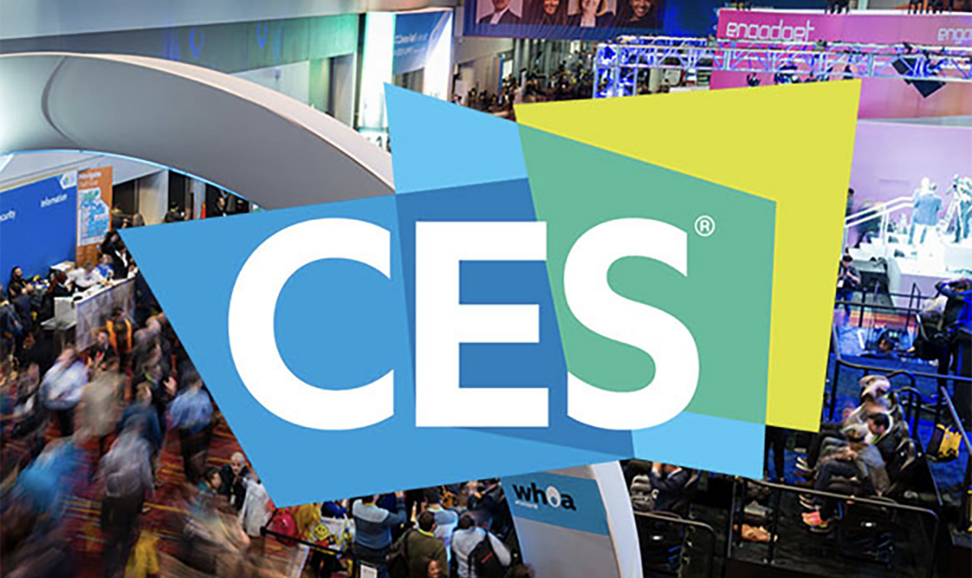 Weiße Buchstaben "ESC" auf blauem Hintergrunde, mit einer Messe im Hintergrund