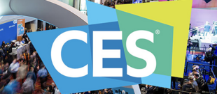 Weiße Buchstaben "ESC" auf blauem Hintergrunde, mit einer Messe im Hintergrund